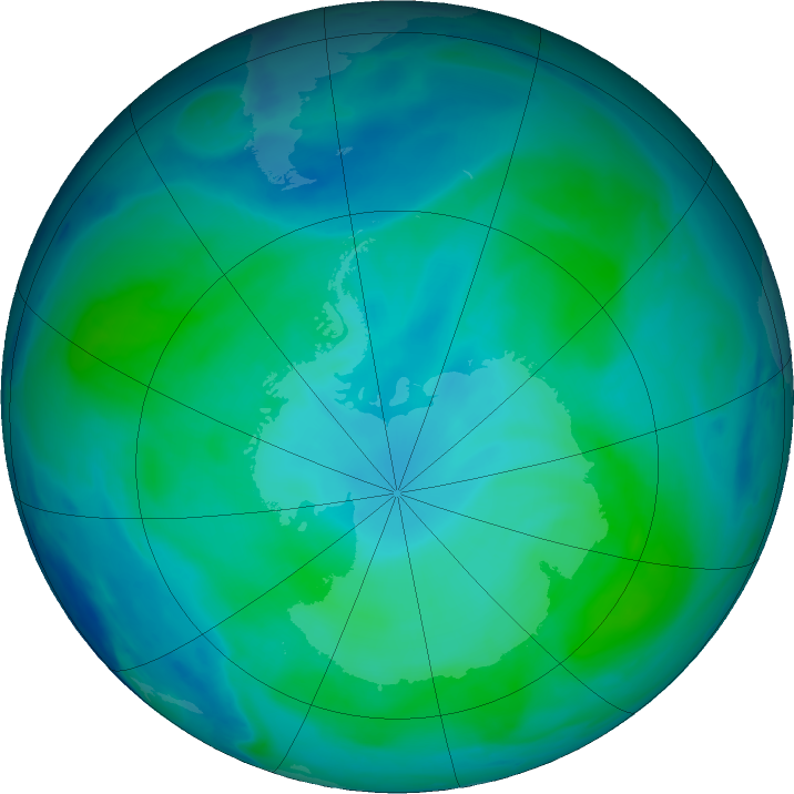 Antarctic ozone map for 19 January 2023